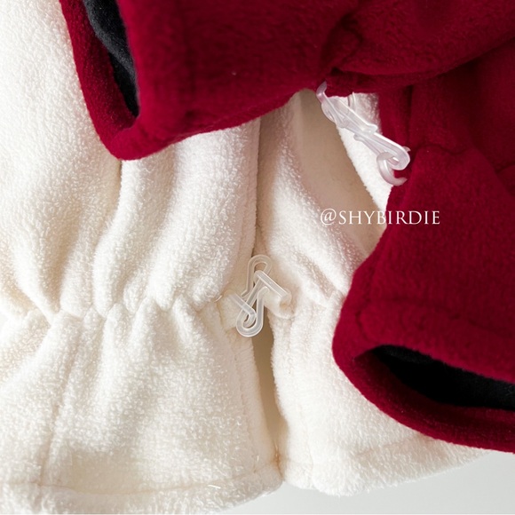 JACOB 2 Pairs Polar Fleece Lined Mittens, Red and Off-White - Picture 10 of 12